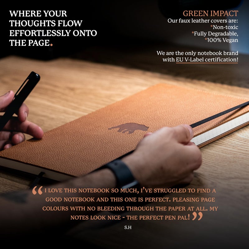 Dingbats* Notebooks Dingbats* - Wildlife Squared Extra Large A4 Notebook - PU Leather Hardcover Journal for Work, Writing - Pocket, Elastic Closure, Pen Holder, Bookmark - Image 4